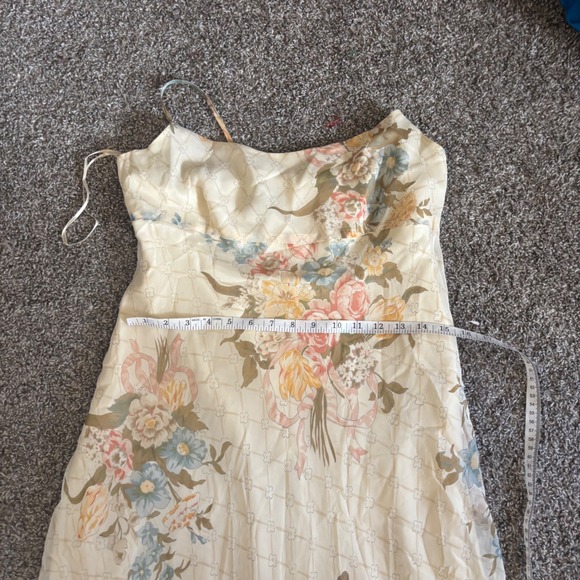 Lauren Ralph Lauren Silk Floral Midi Cream Cowl Neck Summer Sun Dress 12 L - Picture 9 of 12